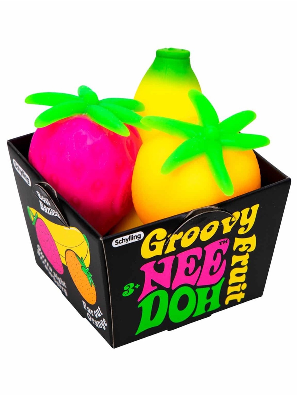 SCHYLLING | Groovy Nee Doh Fruit Stress Toy Set - Neon Pink & Yellow/Green